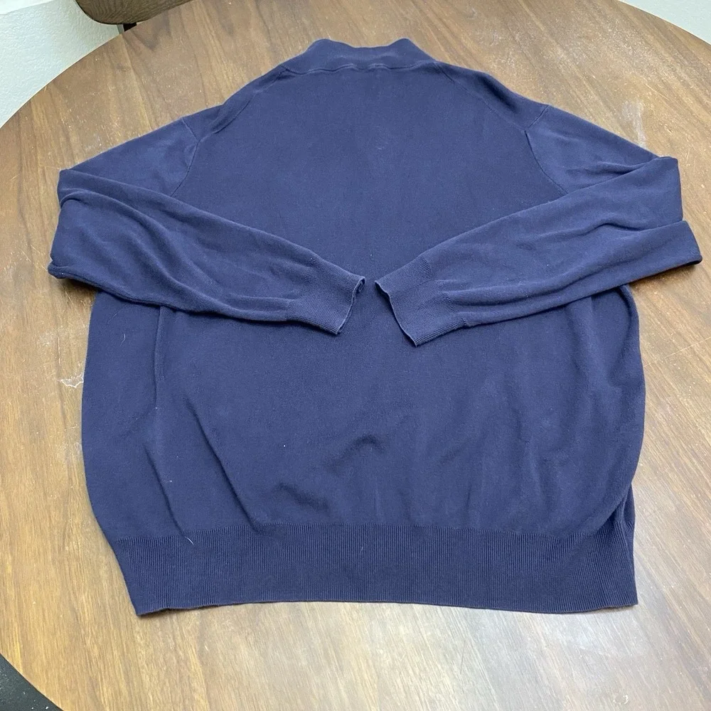 Polo Ralph Lauren Quarter Zip Pullover Mens 2XB Navy Blue Pima Cotton Sweater
